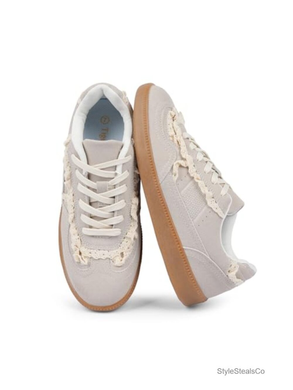Womens Retro Fashion Sneakers Lace Up Rounded Toe PU Casual Tennis Shoes